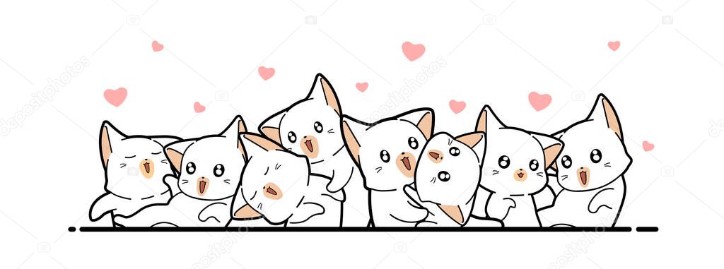 Adorable white cats banner