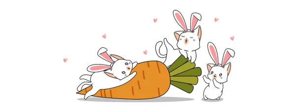 Кролики Морковь Весенний День — стоковый вектор