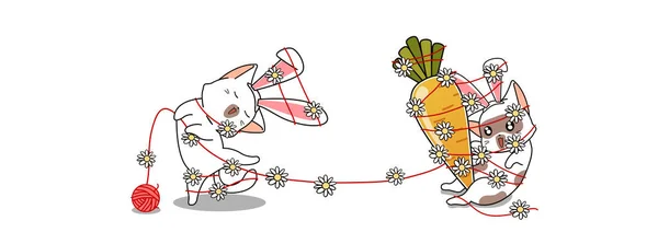 Gatti Adorabili Godono Con Giorno Primavera — Vettoriale Stock