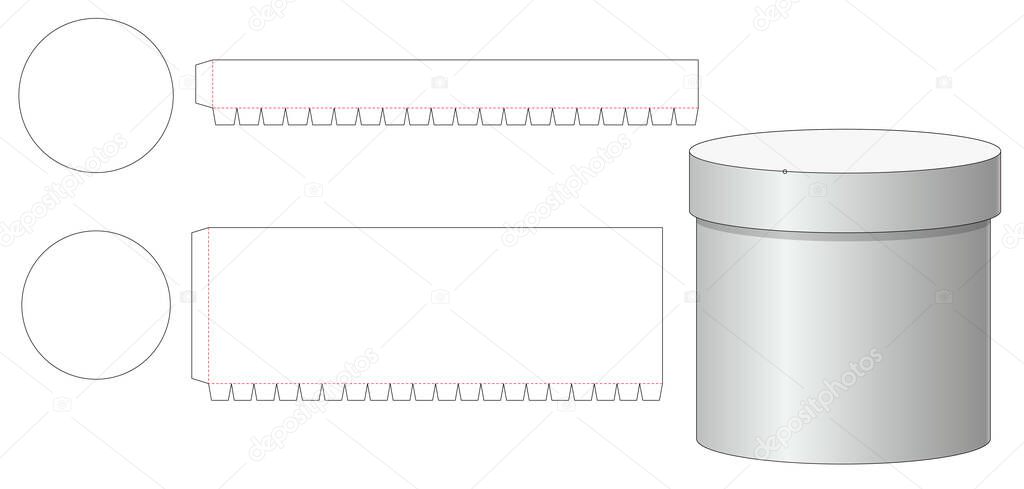 Round box and lid die cut template