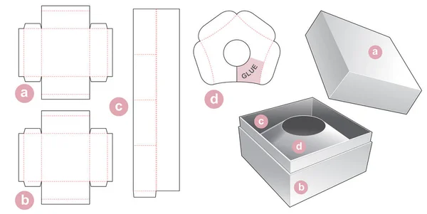 Caja Rígida Con Diseño Plantilla Troquelada Inserción Colina — Vector de stock