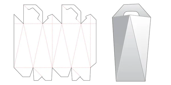 ハンドル付き角度付きサイドボックス 金型テンプレートデザイン — ストックベクタ