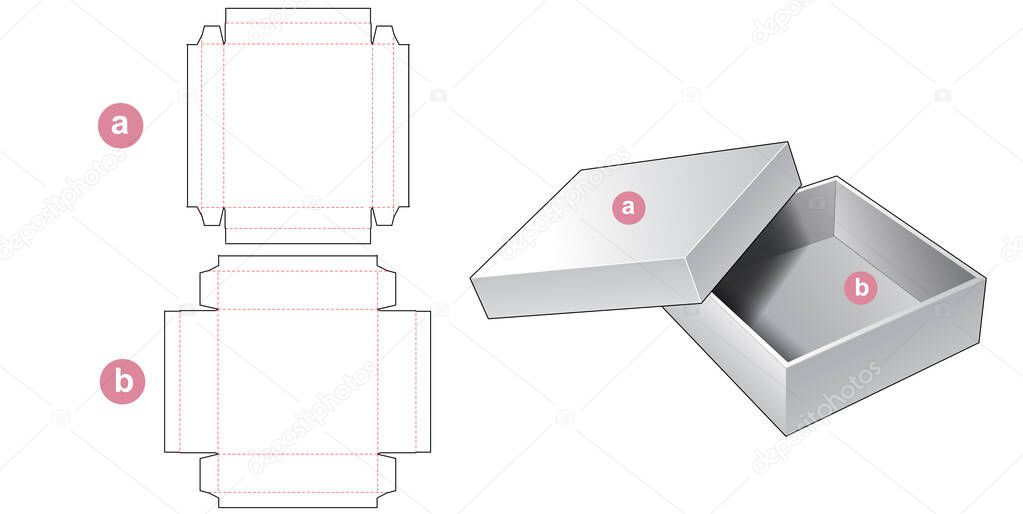 2 piece rigid tin box die cut template design