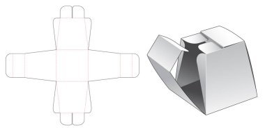 Paket hediye kutusunun ortası açık, die cut şablonu