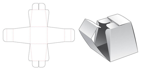 Упаковка подарочной коробки с середины открытия матрицы шаблон
