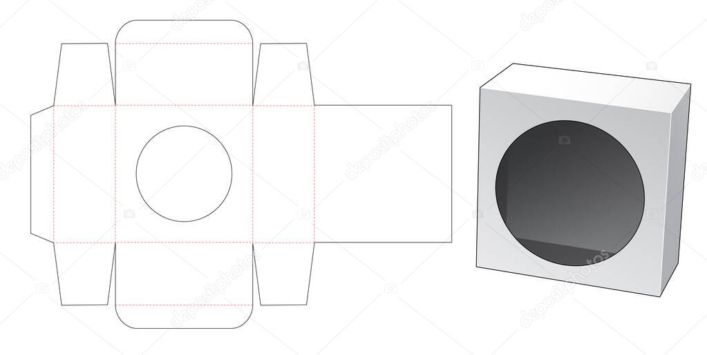 gift box with circle shaped window die cut template