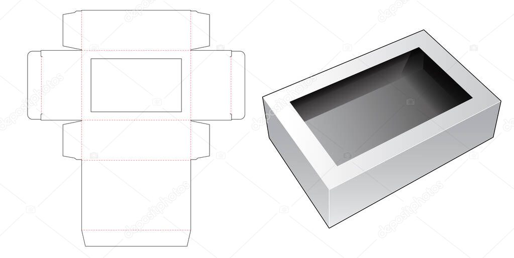 Box with window die cut template