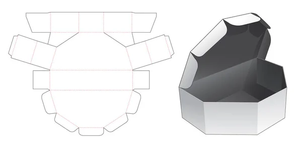 Caixa Hexágono Desigual Com Janela Morrer Modelo Corte — Vetor de Stock