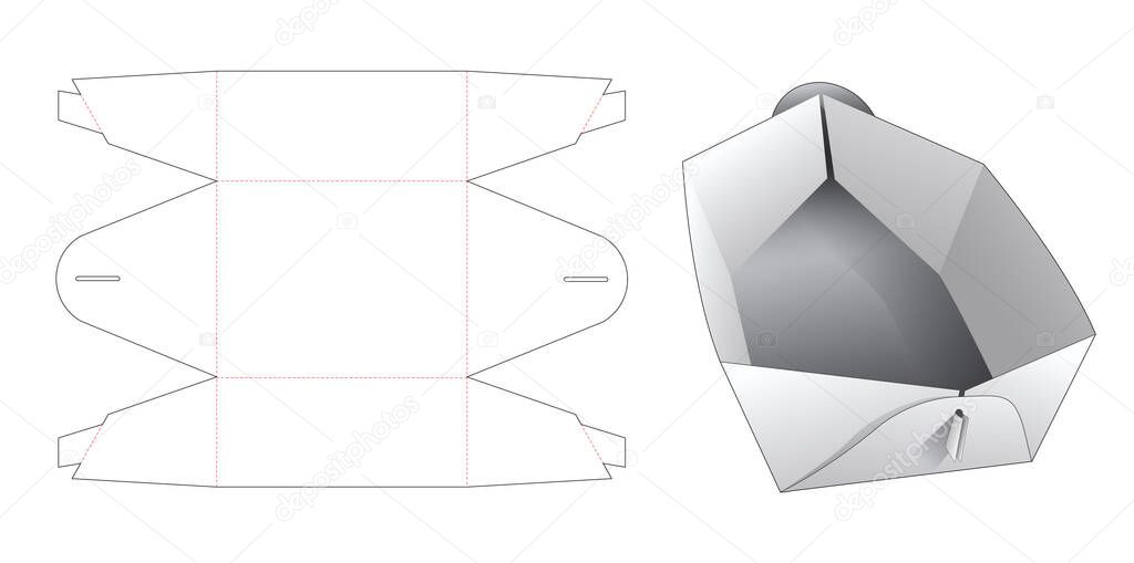 Fried potato container box die cut template