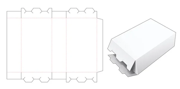 ロックポイントダイカットテンプレート付きパッケージボックス — ストックベクタ