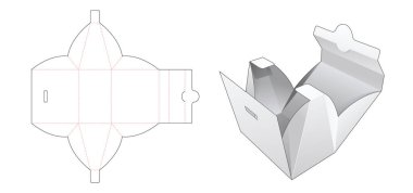 Katlanmış çantalı, kapaklı, kesme şablonu