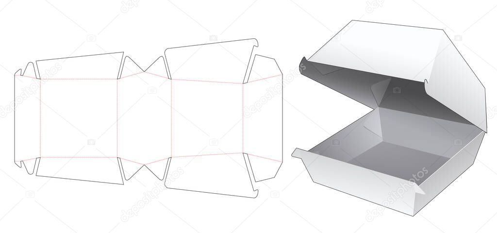 Fast food container box die cut template