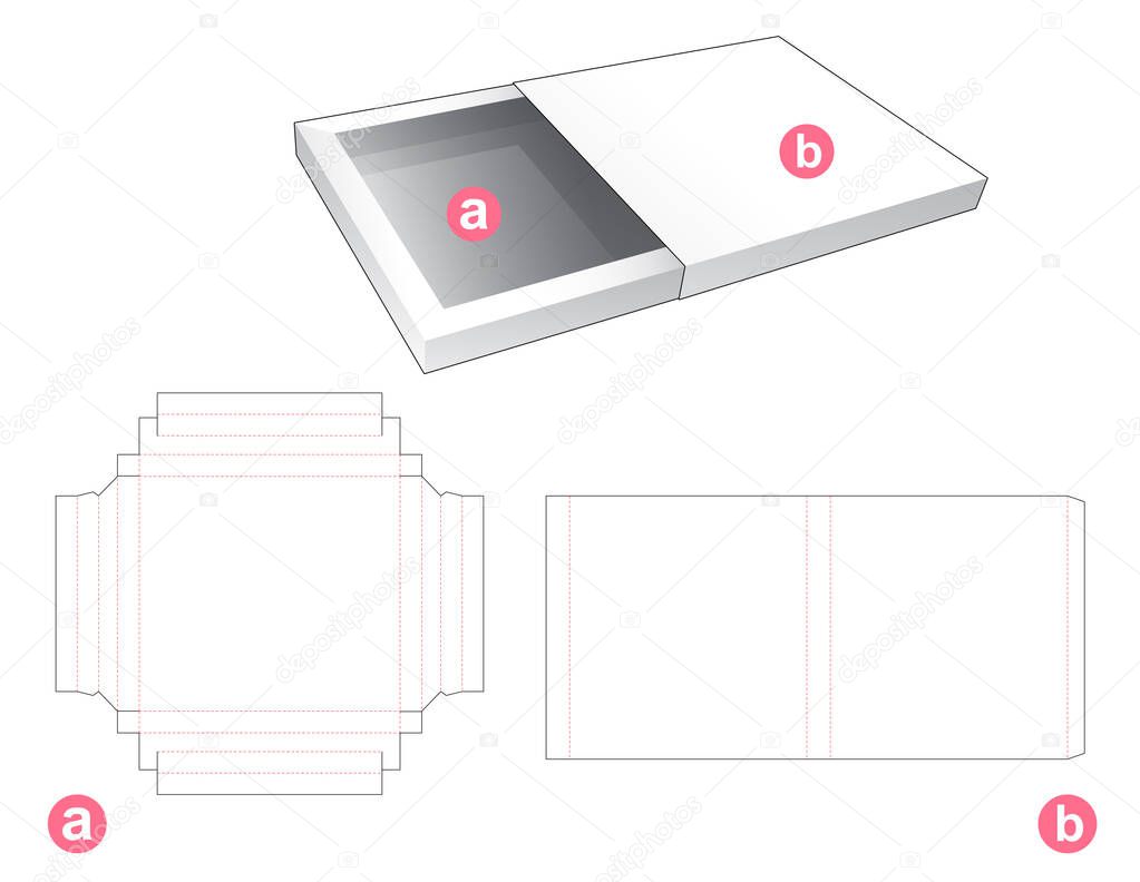 Tin square packaging box with cover die cut template