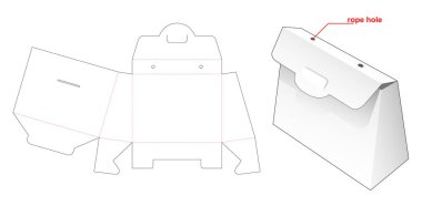 İp delikli karton çanta kesme şablonu