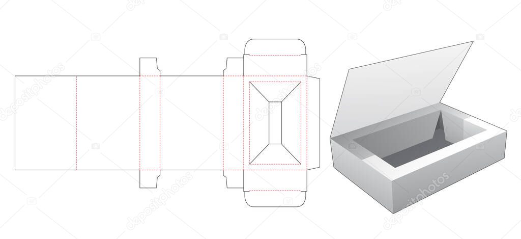 Flip cardboard box die cut template