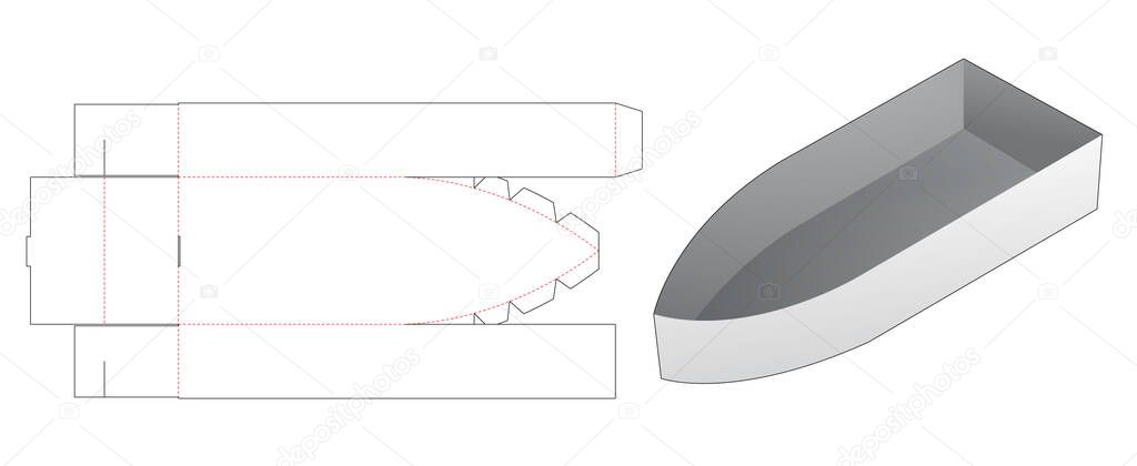 Boat shaped snack container die cut template