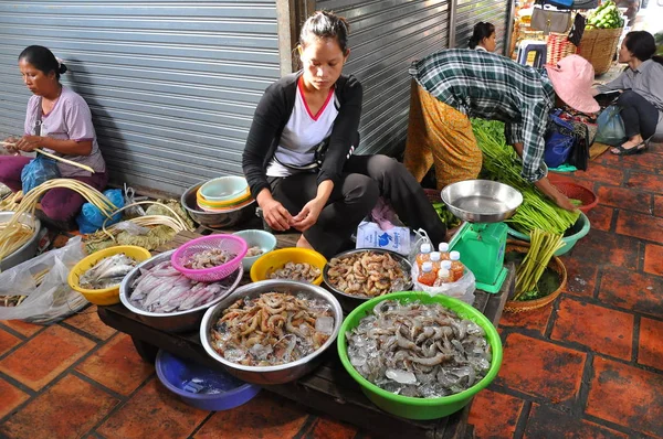 Escena Compradores Vendedores Mercado Mercado Kandal —  Fotos de Stock