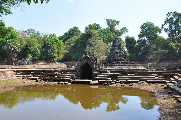 Kilátás Templomra Neak Poan Kambodzsa — Stock Fotó