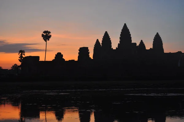 Silhouette Angkor Wat Sunrise Cambodia — Stock Photo, Image