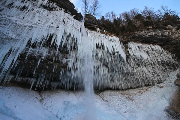 Icicles of frozen waterfall (Pericnik waterfall, Slovenia).