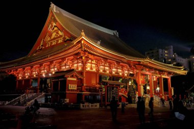 Asakusa Bölgesindeki Sensoji Tapınağı manzarası