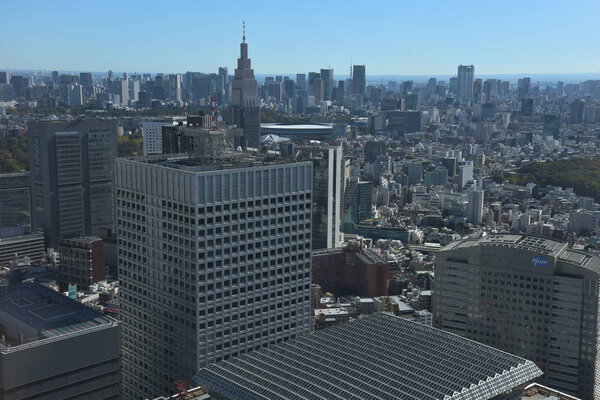 View of high buildings in Shinjuku district