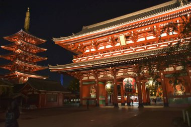 Asakusa Bölgesindeki Sensoji Tapınağı manzarası