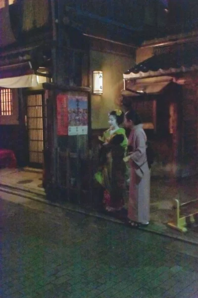 Japanerin Typischer Kleidung Bei Einem Spaziergang Bezirk Kyoto — Stockfoto