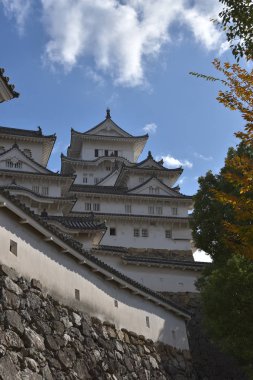 Sonbahar sezonunda Himeji Kalesi, Japonya 