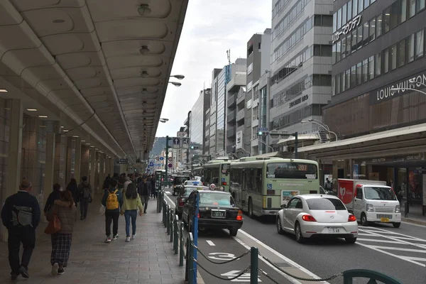 Menschen Und Verkehr Der Straße Von Kyoto Japan — Stockfoto