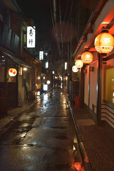 View Pontocho Alley Night Kyoto — 스톡 사진