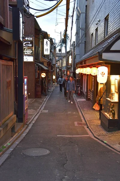 Pohled Pontocho Noci Kjóto — Stock fotografie