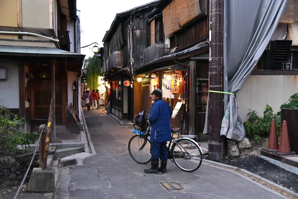 Vista Beco Pontocho Noite Kyoto — Fotografia de Stock