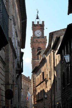 Renkli sokak Pienza, Toskana, İtalya