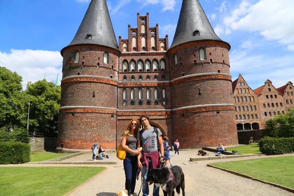 View Holstentor Gate Lubeck Németország — Stock Fotó