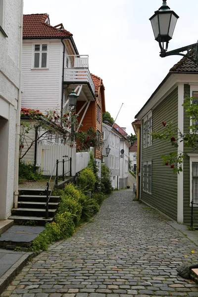 Bergen Colorful Houses Cloudy Day — Stock Photo, Image