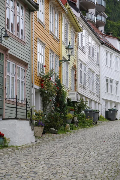 Bergens Fargerike Hus Overskyet Dag – stockfoto