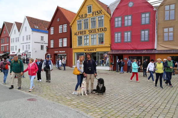 Słynny Punkt Orientacyjny Bergen Norwegia Hanzeatyckie Domy Ligi Kolorowymi Fasadami — Zdjęcie stockowe