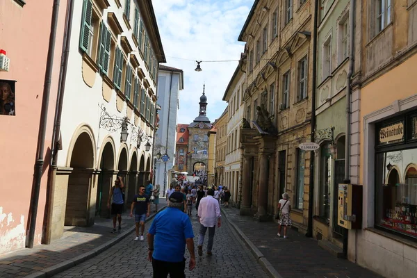 Belle Case Strada Nel Centro Storico Bamberga Germania — Foto Stock