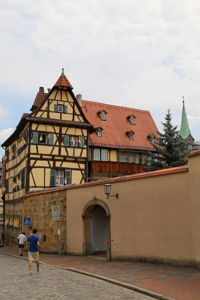 Piękne Domy Ulica Starym Mieście Bamberg Niemcy — Zdjęcie stockowe