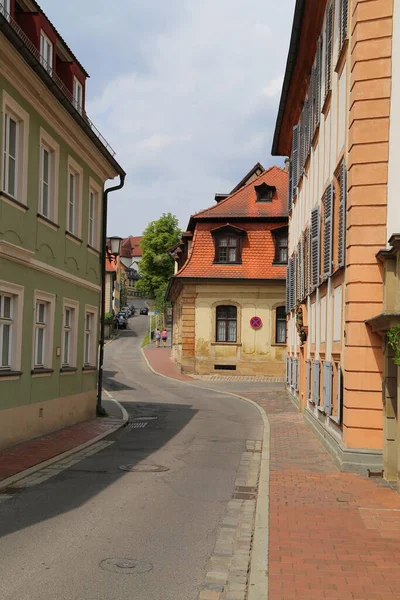 Piękne Domy Ulica Starym Mieście Bamberg Niemcy — Zdjęcie stockowe