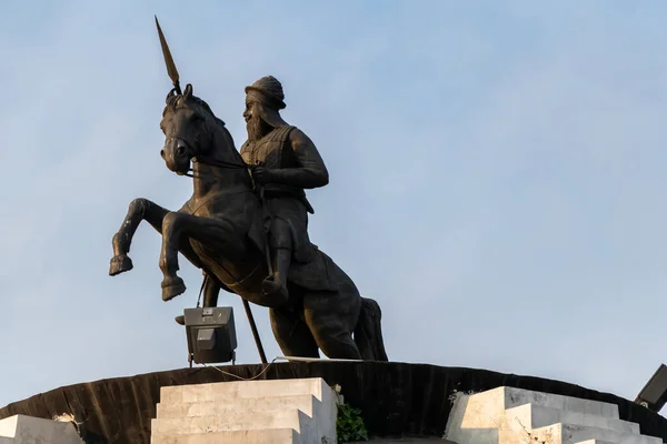 Niski Kąt Fotografii Sikh Wojownik Bhai Fateh Singh Statua — Zdjęcie stockowe