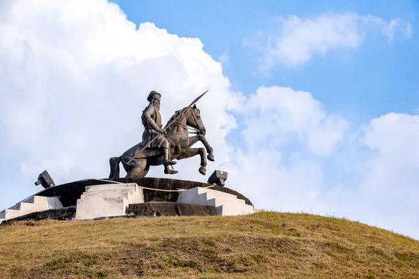 Zoom Baixo Ângulo Tiro Sikh Warrior Bhai Fateh Singh Estátua — Fotografia de Stock