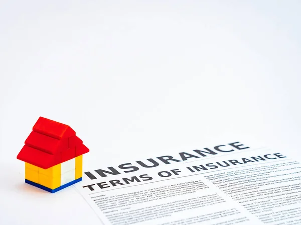 Minimalist Set Insurance Concept Documents White Surface Lego Home Top — Stock Photo, Image