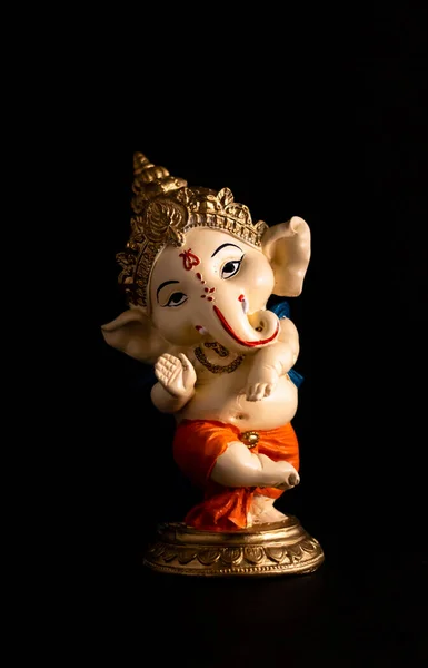 Primo Piano Bella Statua Ganesha Sfondo Nero Concetto Religione — Foto Stock