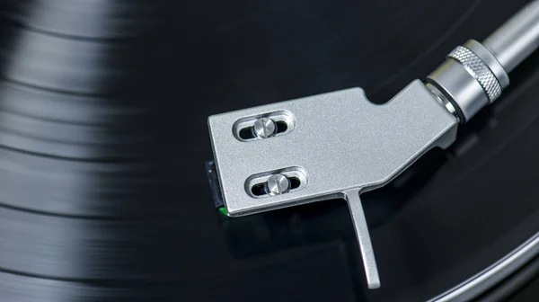 Top View Close Record Player Spinning Record — Stock Photo, Image