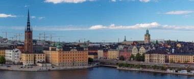 Stockholm, İsveç 'teki Gamla Stan' in panoramik manzarası