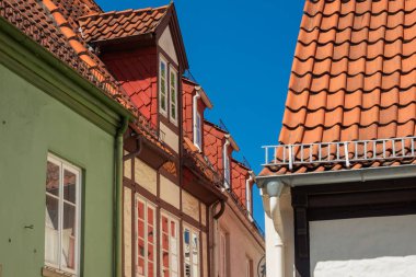 Bremen, Almanya 'daki balıkçıların eski mahallesindeki renkli evler