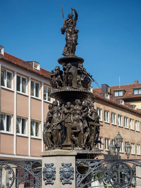 Fountain of Virtues in Nuremberg, Germany 스톡 사진