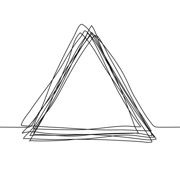 Dibujo Continuo Una Línea Marco Triangular Técnica Boceto Contorno Negro — Archivo Imágenes Vectoriales